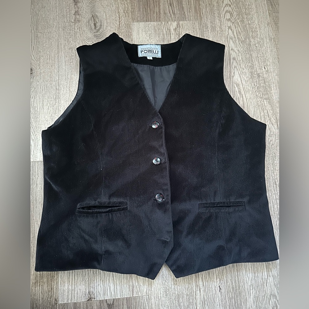 Corduroy black vest with unique buttons